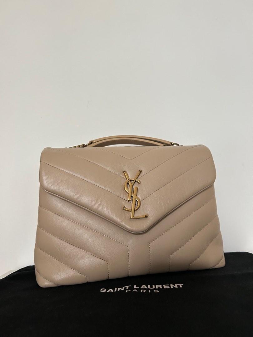 YSL Saint Laurent LouLou Small Dark beige with gold hardware GHW full set