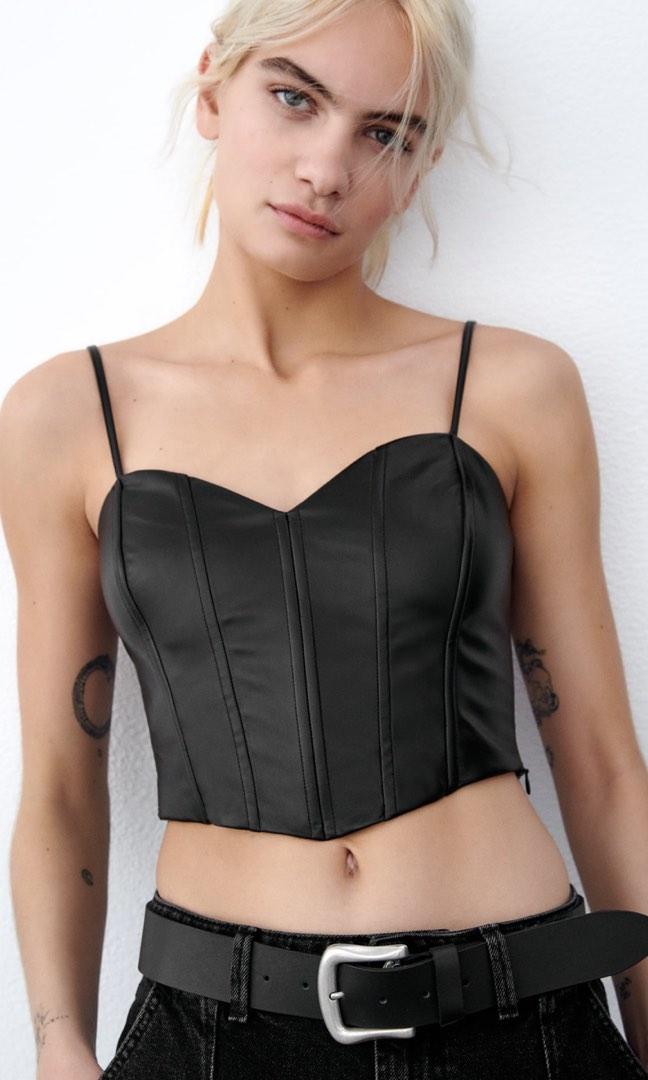 Zara leather crop top 2025