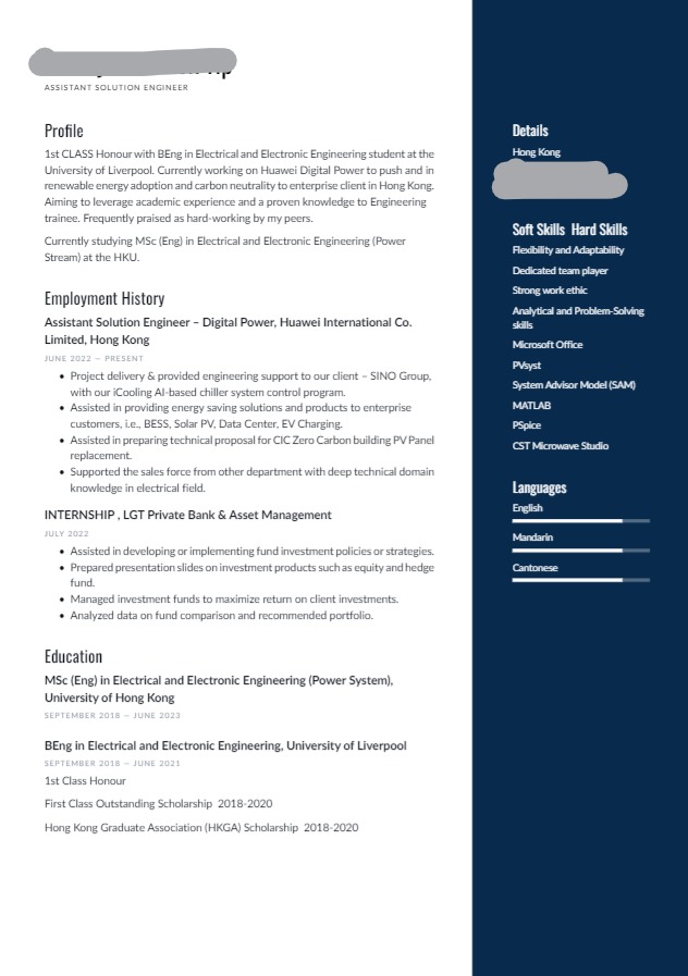 | Executive Search Consultant | CV Resume Writing / Cover Letter Personalized Design (Chinese and English)62863124862465112
