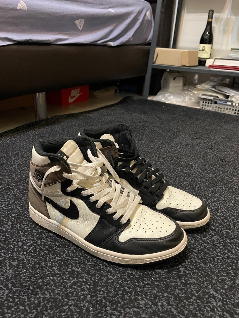 Off - Кросівки nike jordan 1 retro dark mocha хутро - White x Air