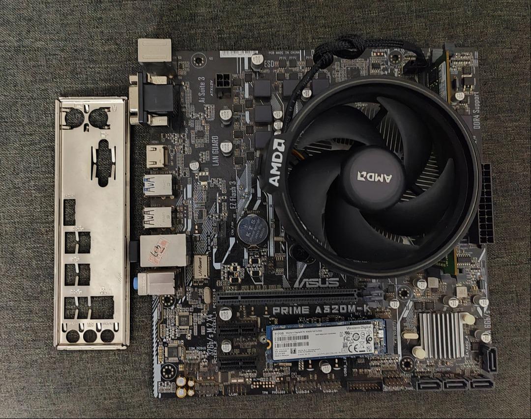 AMD RYZEN 3 2200g A320m 256GB NVME 8GB RAM combo set