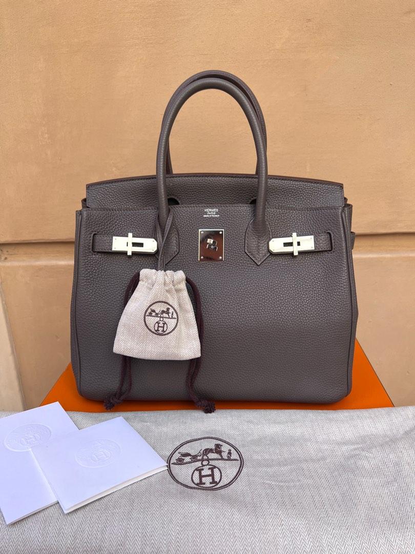 Bag Hermès Birkin 30 B30 Etain Silver Hardware Togo Leather With