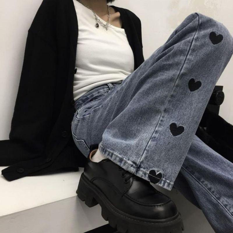 Black heart jeans Highwaist jeans Baggy jeans Retro jeans y2k