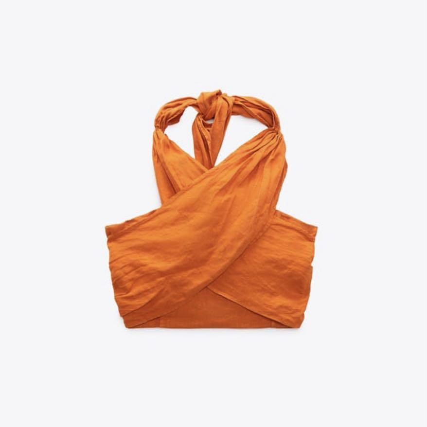 BNWT Zara Linen Halter Top, Women's Fashion, Tops, Sleeveless on Carousell
