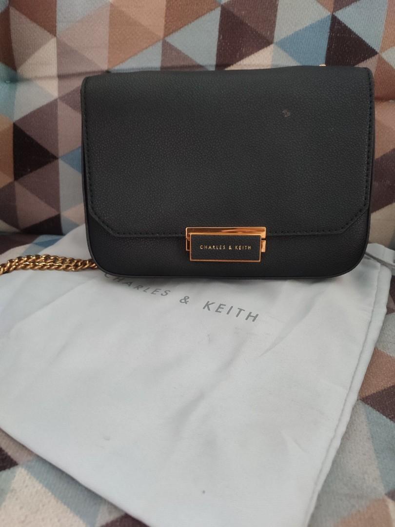 Charles and Keith push lock crossbody bag, Women's Fashion, Bags