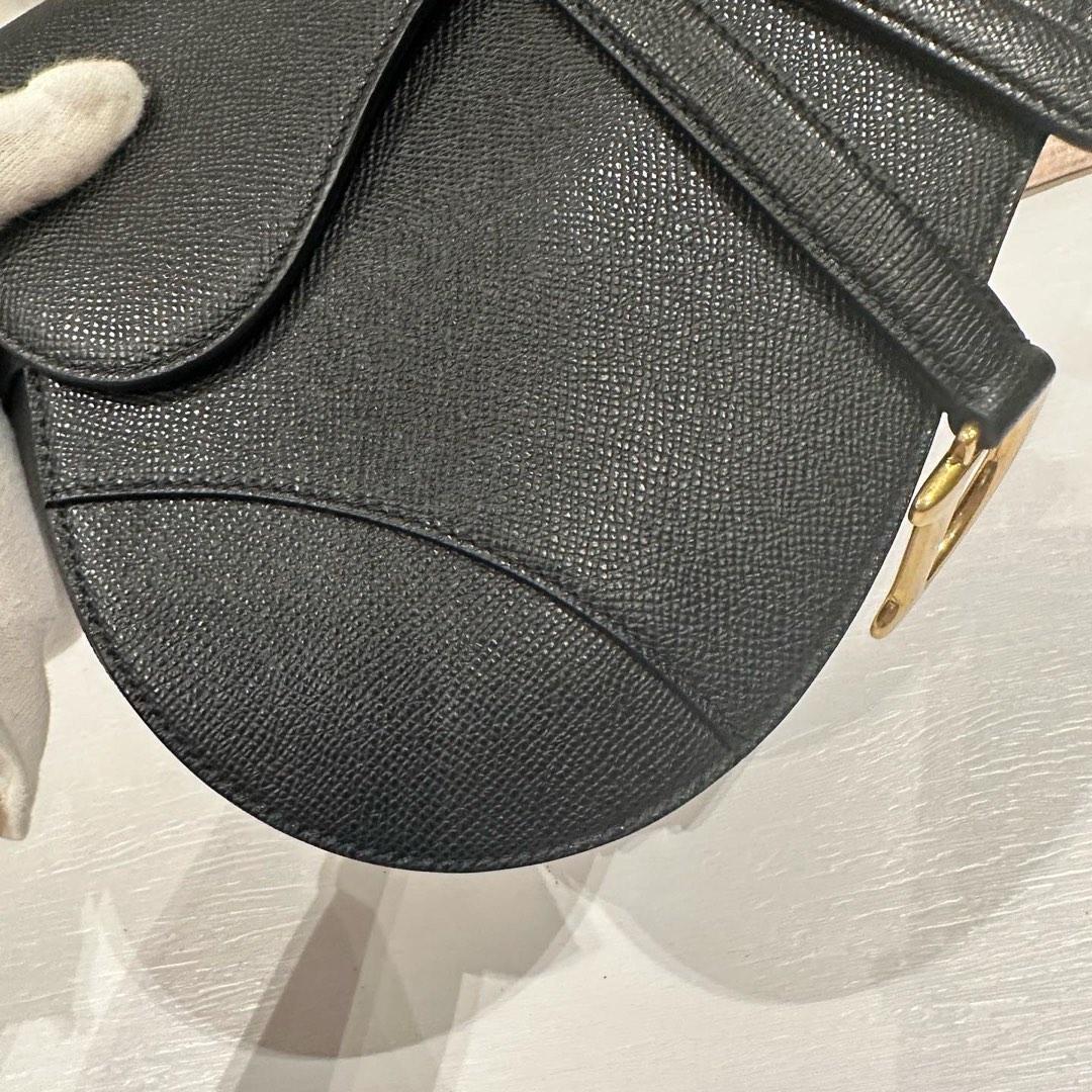 Christian Dior Saddle Bag Mini Grained Calfskin Leather Black