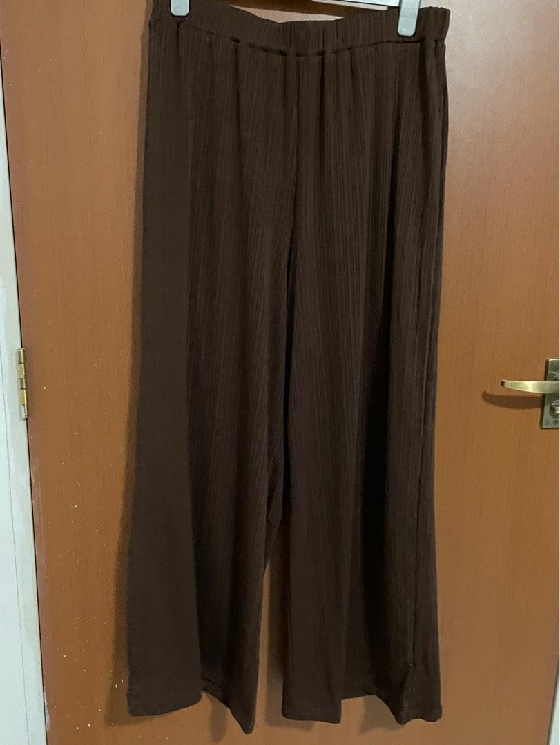 [CIDER] Plus Size Brown Rib Pants (0XL), Women's Fashion, Bottoms