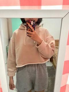 Crop Hoodie Oversize Pink Nude