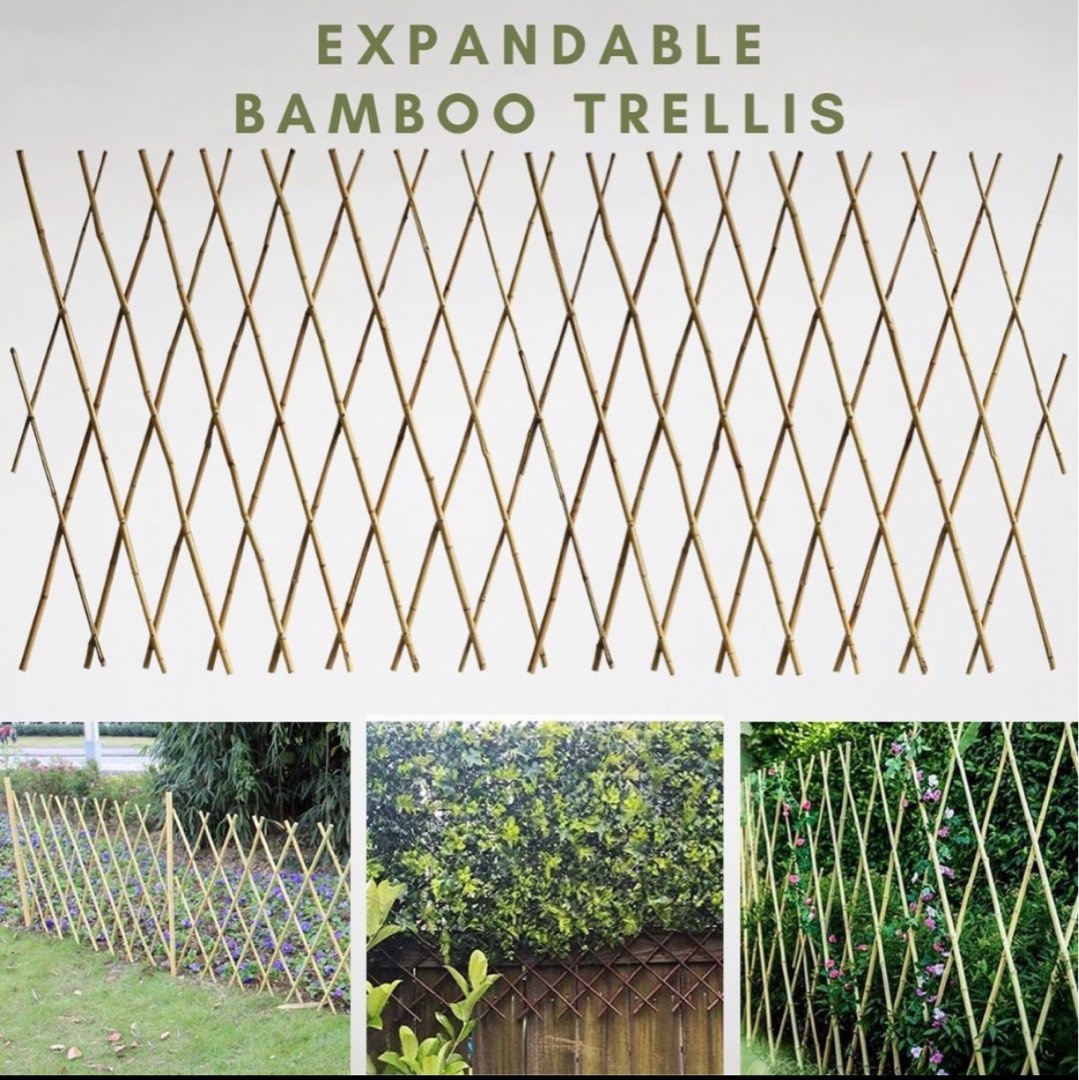 Expandable bamboo trellis poles fence stretch, Furniture & Home Living