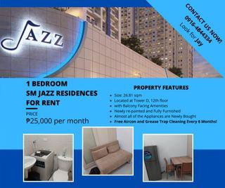 FOR RENT! SM Jazz Residences, Free aircon and grease trap cleaning!