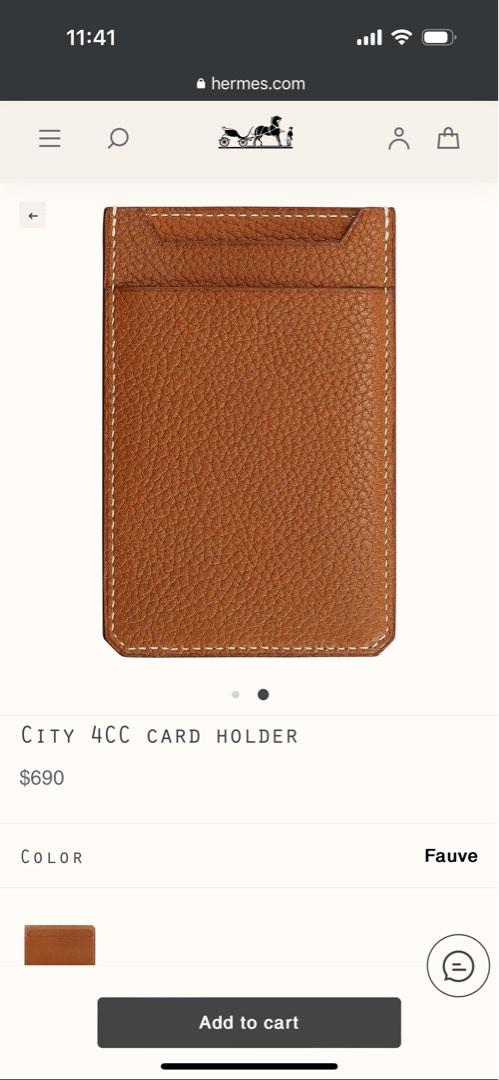 Hermes Fauve Barenia Faubourg Leather City 4CC Card Holder Hermes