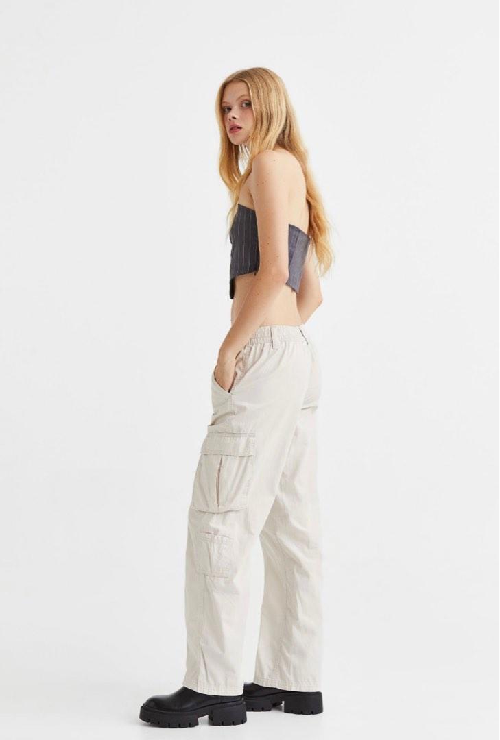 Jeans & Trousers, H&M Beige Canvas Cargo Trouser
