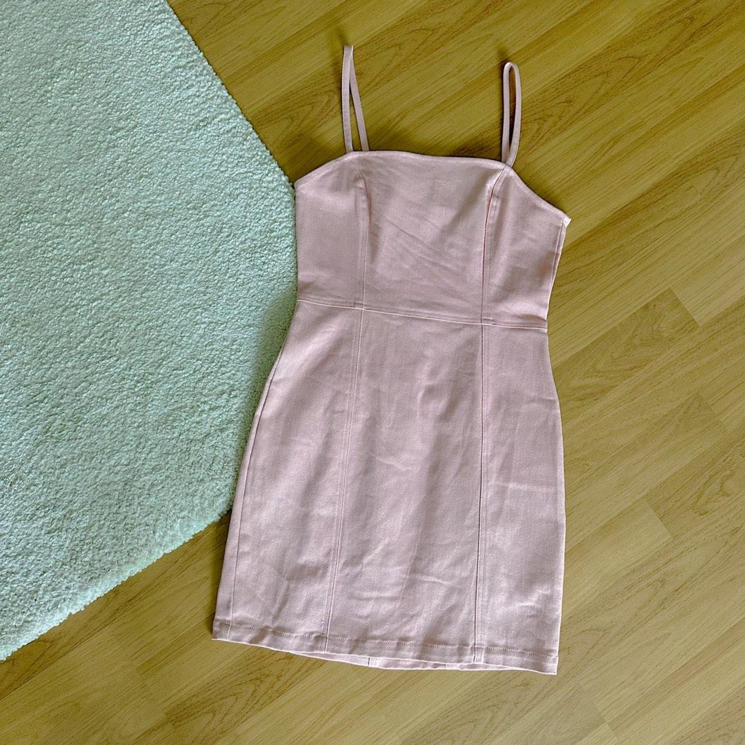 pink denim dress h&m H&M