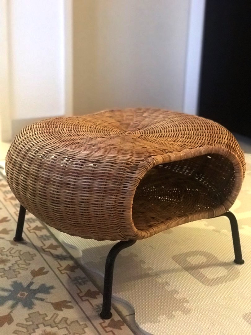 Ikea Gamlehult Footstool with storage rattan, Furniture & Home Living