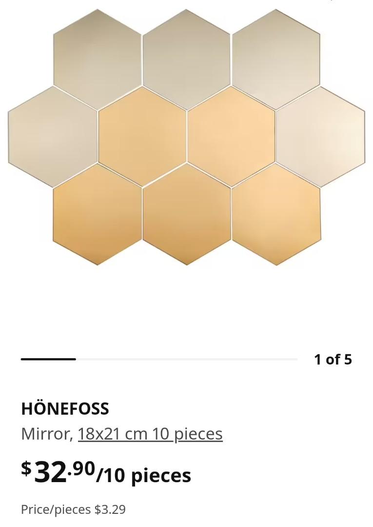 Ikea hexagon mirror Honefoss, Furniture & Home Living, Home Decor