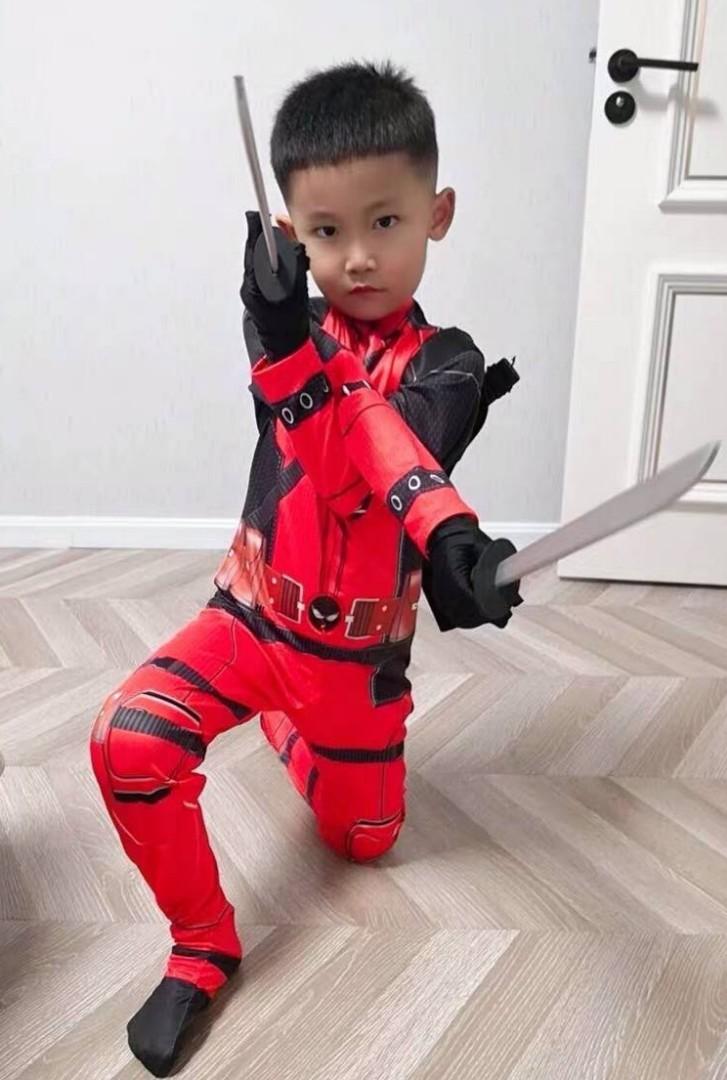 Avengers Superhero Deadpool Boy Luxury Costume and Sword New Halloween  Carnival Cosplay Costume