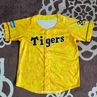 New Mizuno Retro Japan Hanshin Tigers Fan Club Baseball Knit Jersey White Yellow SS-S