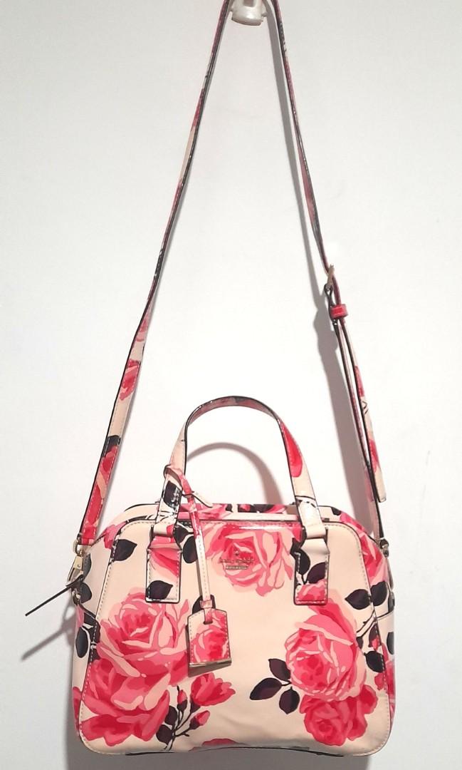 KATE SPADE PINK FLORAL TWO WAY SLING CROSS BODY BAG Luxury Bags