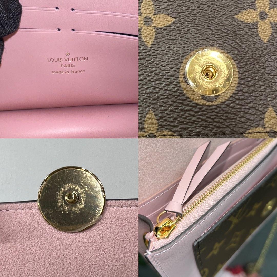 LOUIS VUITTON Monogram Porte Feuille Flore Chain Wallet Pink M69578 with  COA