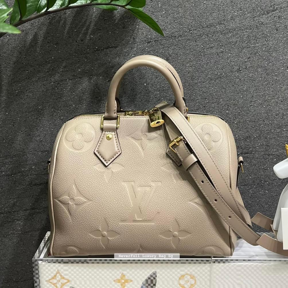 Louis Vuitton Tourterelle & Crème Empreinte Monogram Giant Bagatelle NM