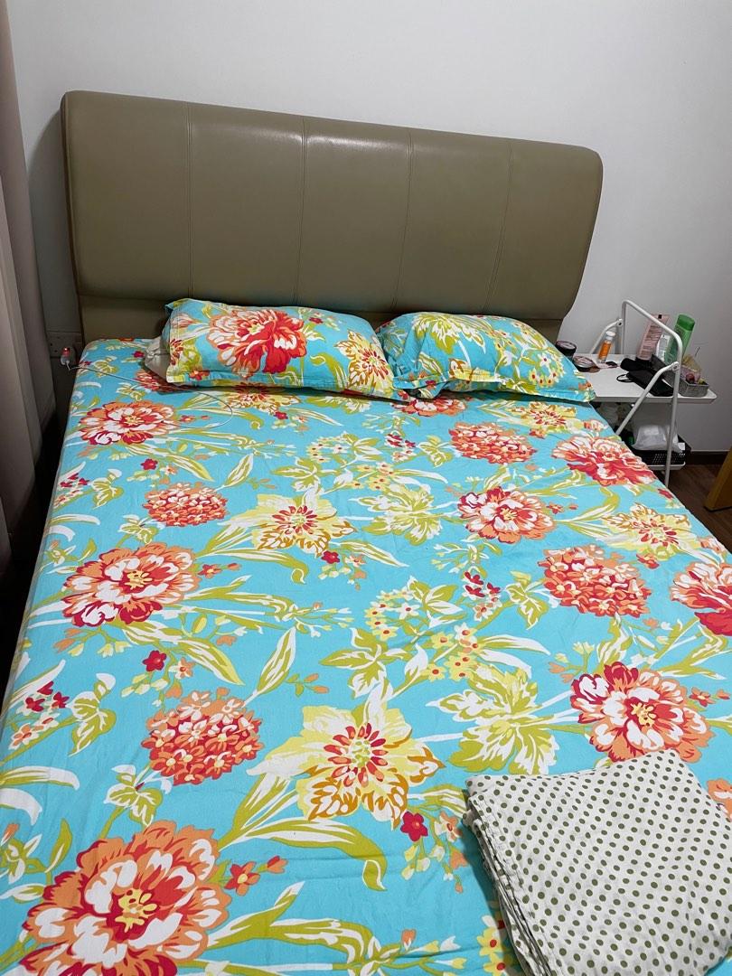 Moving out sale - Queen size bed( Hydraulic storage) + Mattress 