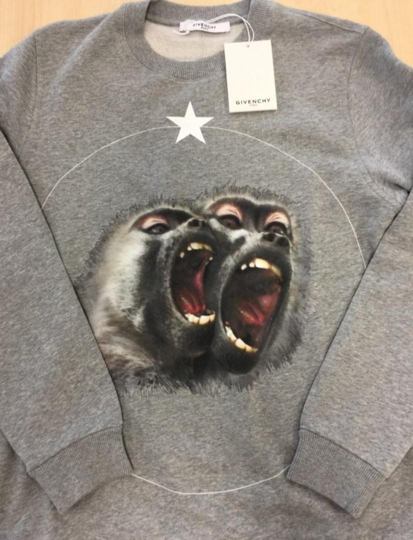 Authentic SS16 GIVENCHY Screaming Monkey Grey Sweater Shirt, Luxury,  Apparel on Carousell