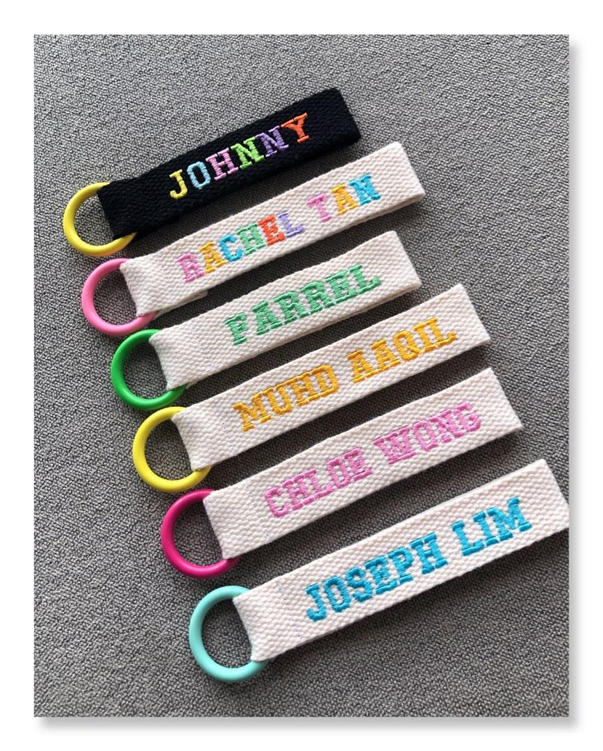 Christmas Gift Name Customise Embroidery Bag Tag Key chain Luggage waterbottle handmade Name Tag for Multipurpose