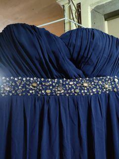 Navy blue long gown with beads