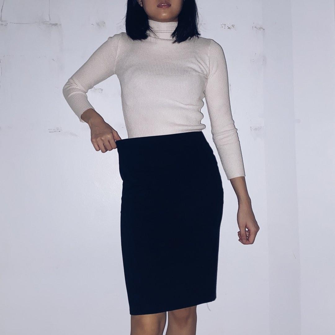 High waisted black work skirt new arrivals
