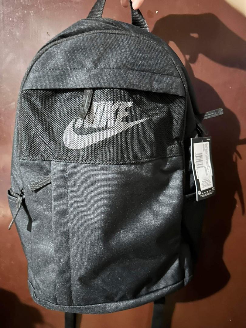 nike elemental backpack in black with neon swoosh