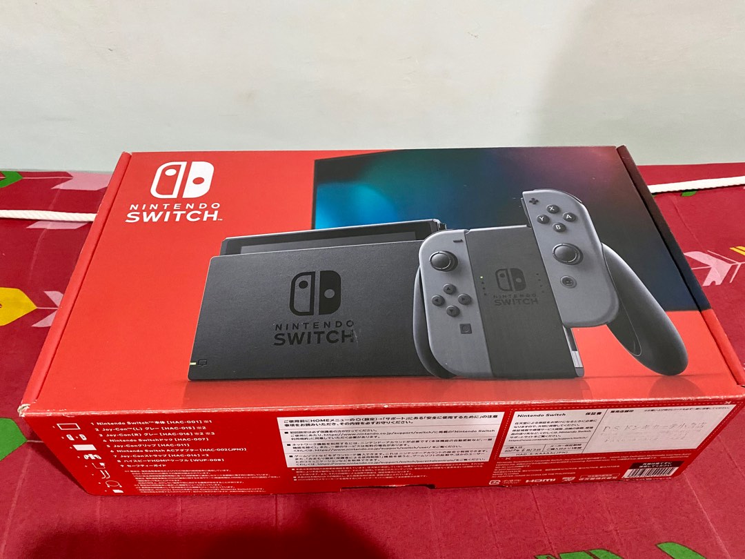 Nintendo Switch Console V2 Grey (Asian) with Free Lazytech Tempered