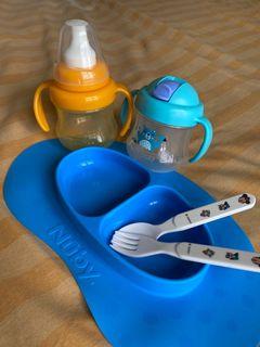 Nuby suction plate set  & Pigeon Magmag cup