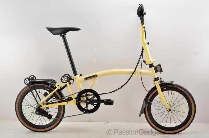 Pikes 9S Trifold Foldie Bike PINK Fiery RED Pastel Yellow 16inch 9 Speed Foldable Bicycle Sturmey Archer Element PAIKESI