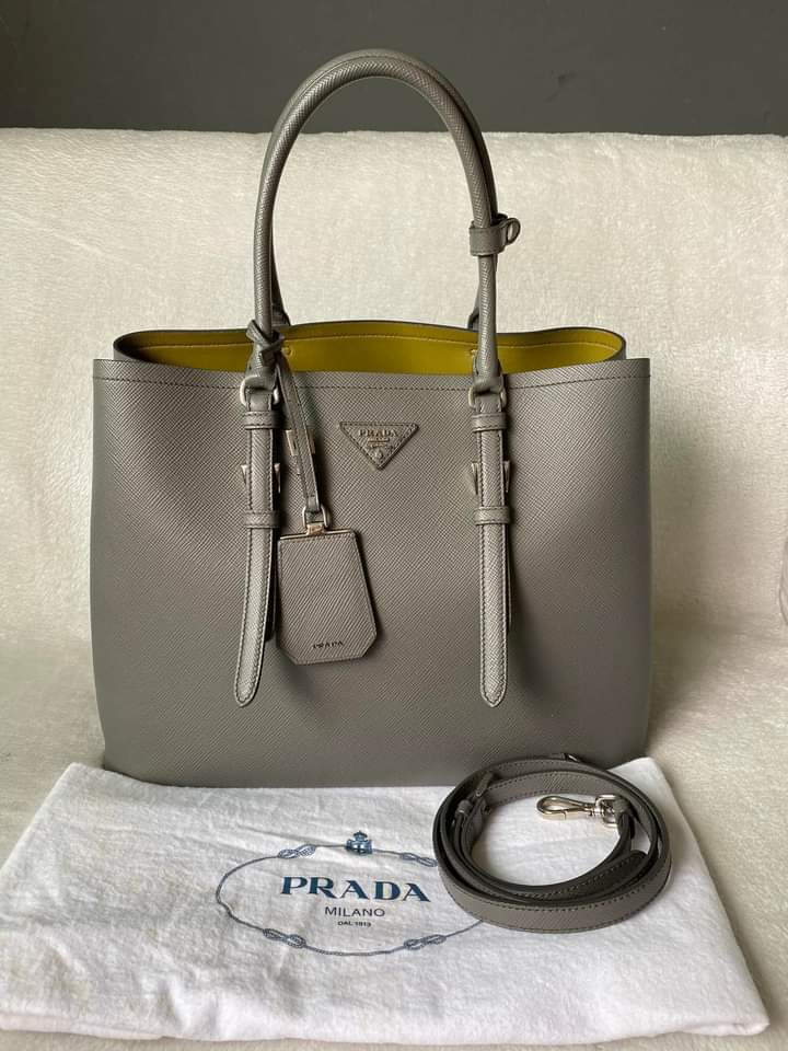 Prada Saffiano Cuir Double Large Tote Bag, Luxury, Bags & Wallets on  Carousell