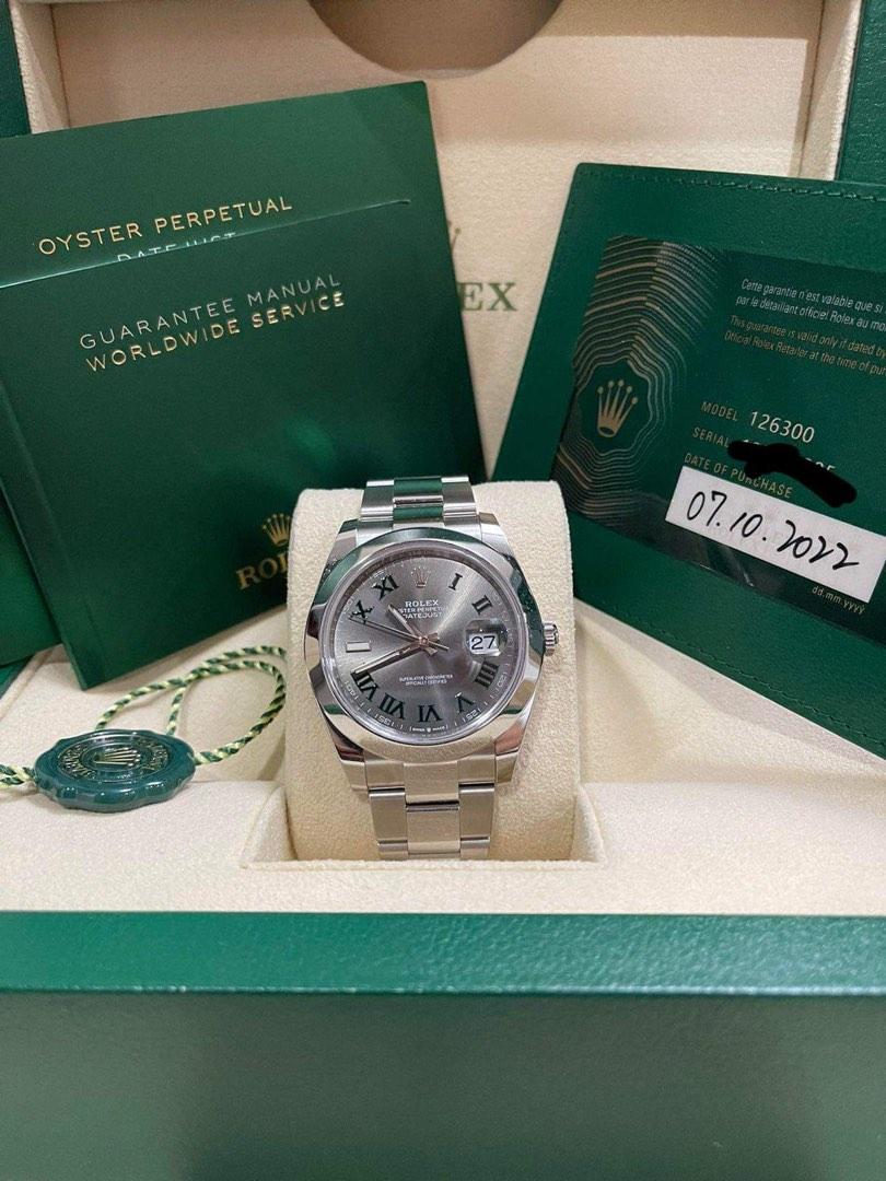 Rolex 2022 datejust "wimbledon" 41mm (Category: Luxury Watches) located in Pasig City. Submitted by Watchaholics (Listing ID 1193093895, Image 1). Description: Rolex 2022 datejust "wimbledon" 41mm -41mm -full set -9.8/10 condition - grey dial For 715k.