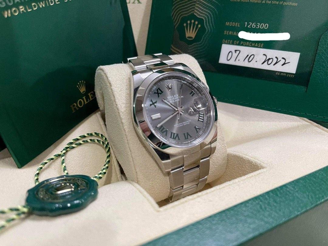 Rolex 2022 datejust "wimbledon" 41mm (Category: Luxury Watches) located in Pasig City. Submitted by Watchaholics (Listing ID 1193093895, Image 2). Description: Rolex 2022 datejust "wimbledon" 41mm -41mm -full set -9.8/10 condition - grey dial For 715k.