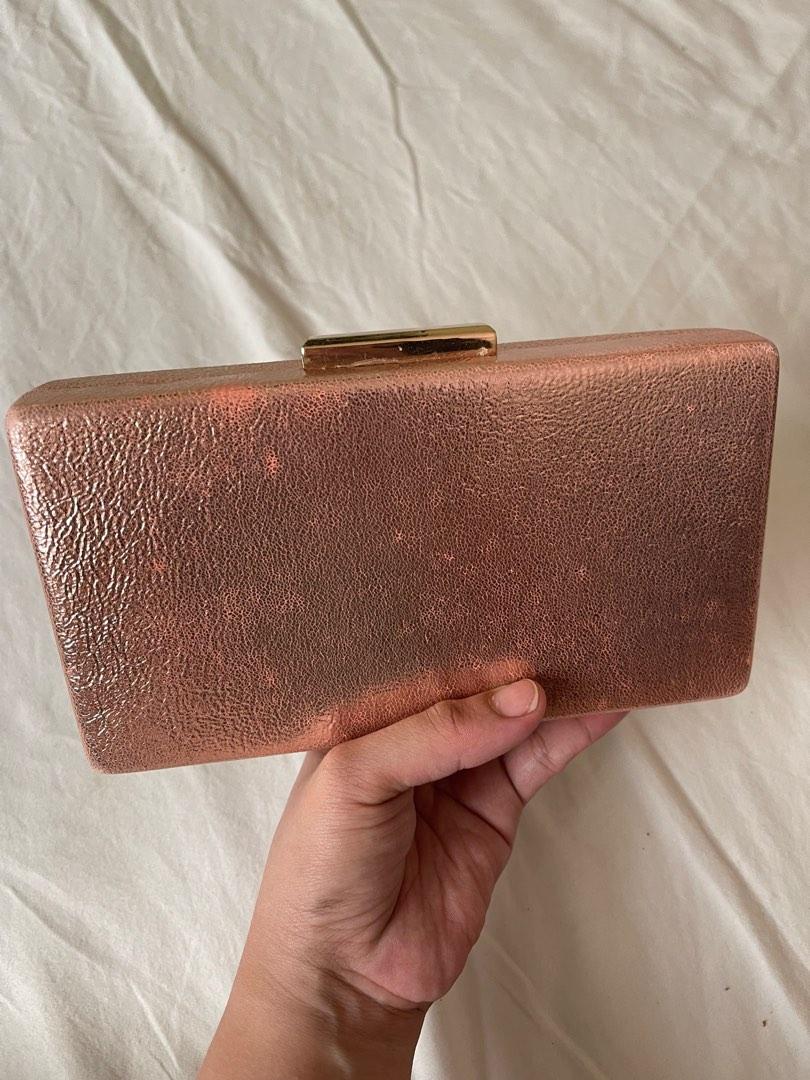 Aida Clutch Bag In Rose Gold Sequin