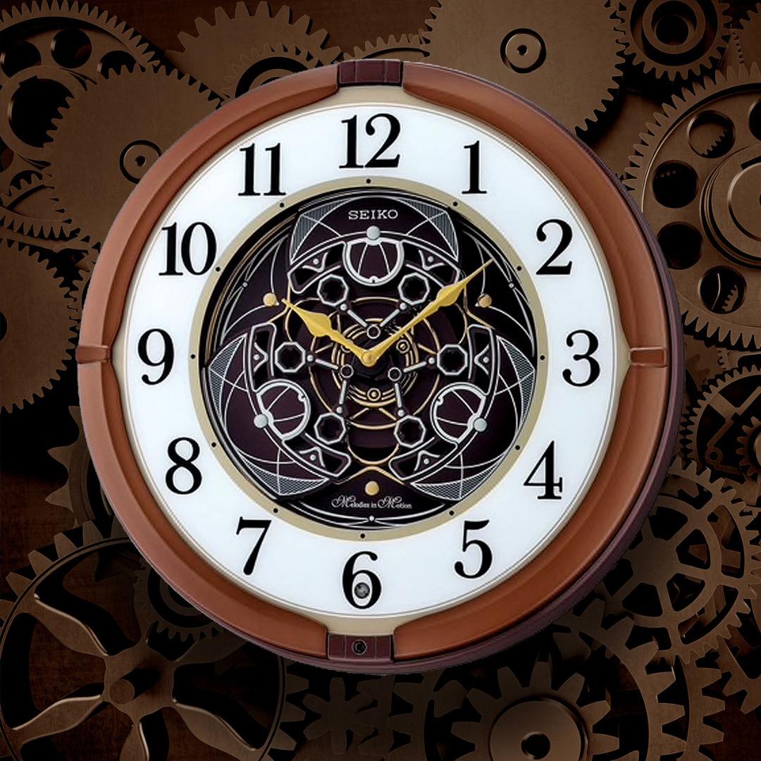 Seiko Clock QXM380B Melodies In Motion Musical Brown Analog Wall Clock QXM380, Furniture & Home