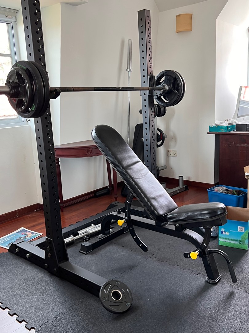Selling gym rack and bar and bench. Making way for baby room, Sports