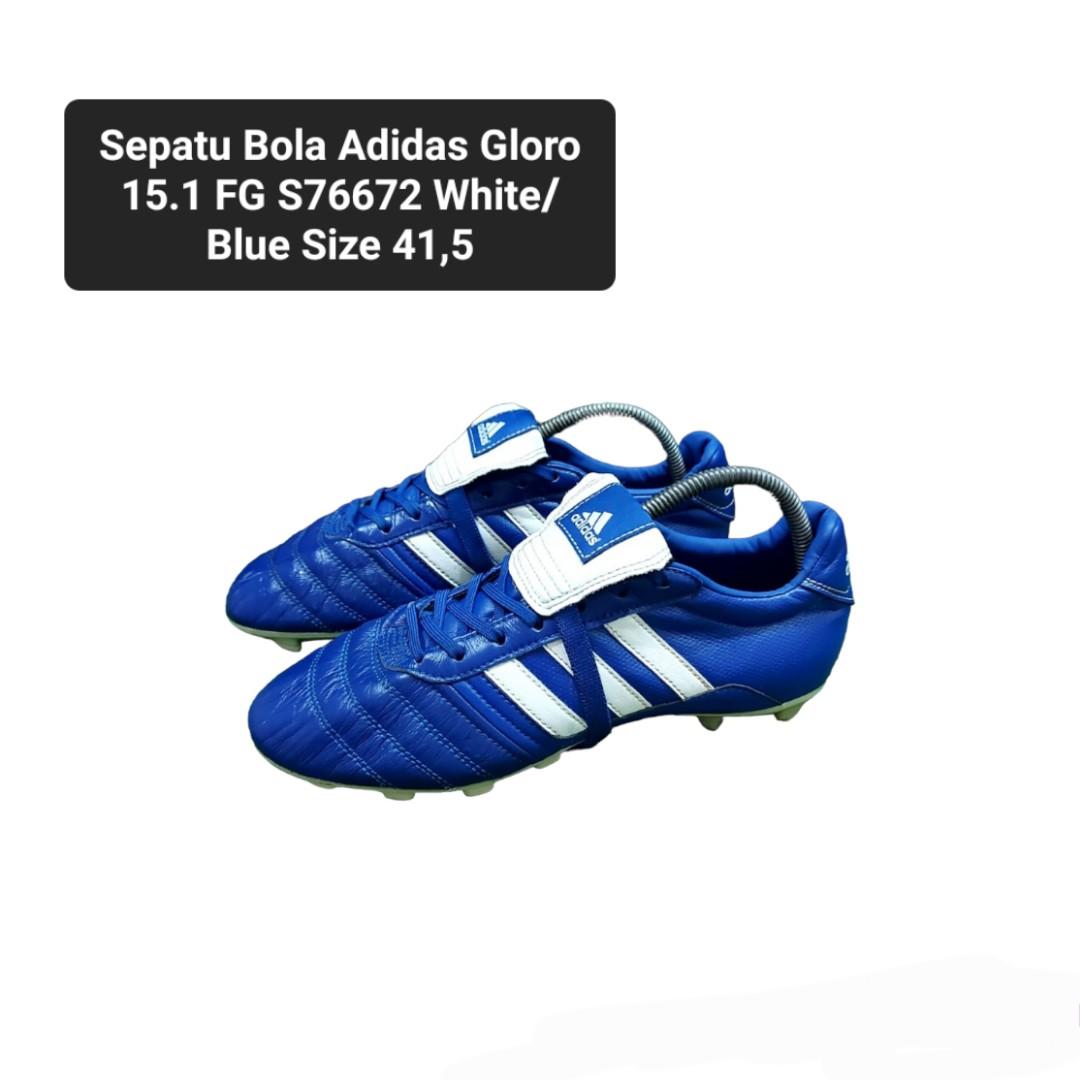 Sepatu Bola Adidas Gloro FG S76672 White/Blue Size 41,5