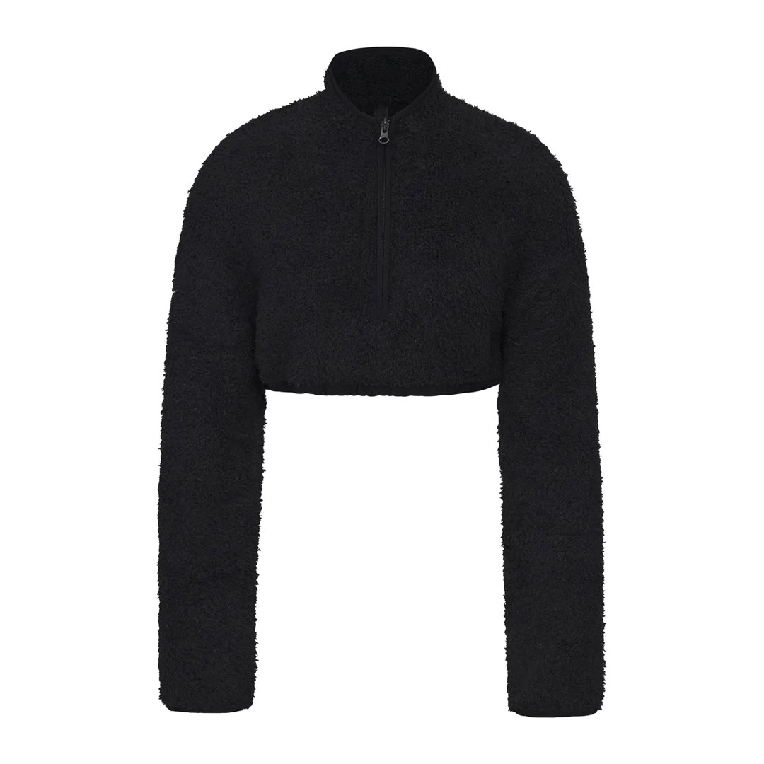 Cozy S L Cropped Top Knit Black