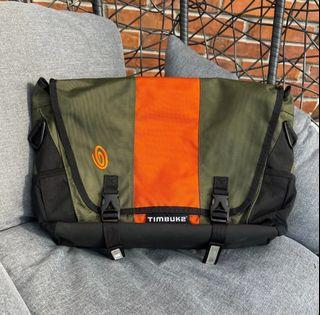 Timbuk2 Commute M Cross Body Shoulder Padded Laptop Messenger Bag Green Orange