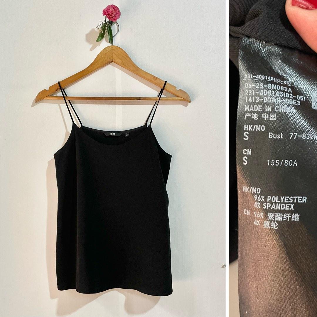 Uniqlo black Cami drape top, Women's Fashion, Tops, Sleeveless on Carousell