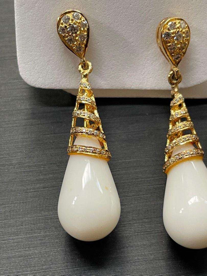 Vintage style white coral earrings Women s Fashion Jewelry