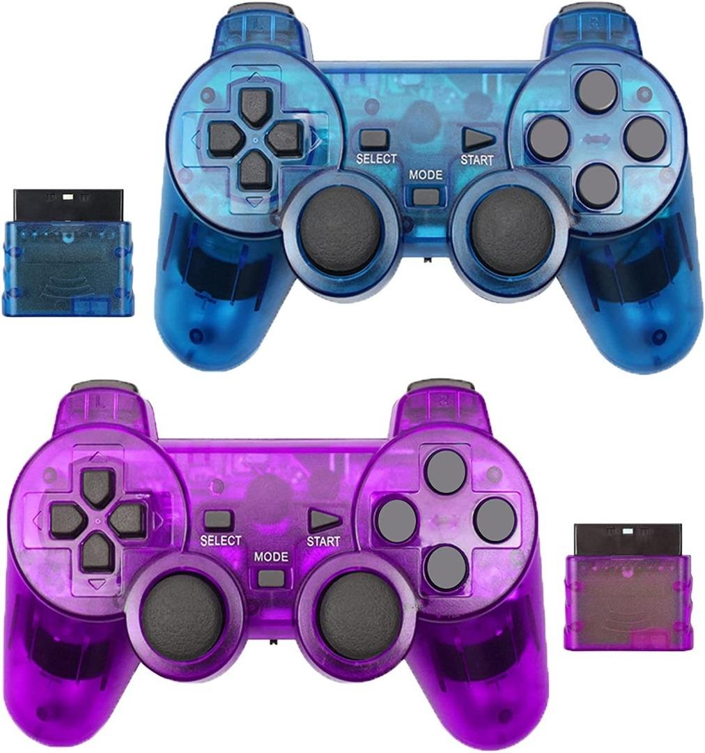 Wireless Controller for PS2,Builtin Dual Vibration 2.4G Gamepad Joystick Compatible for