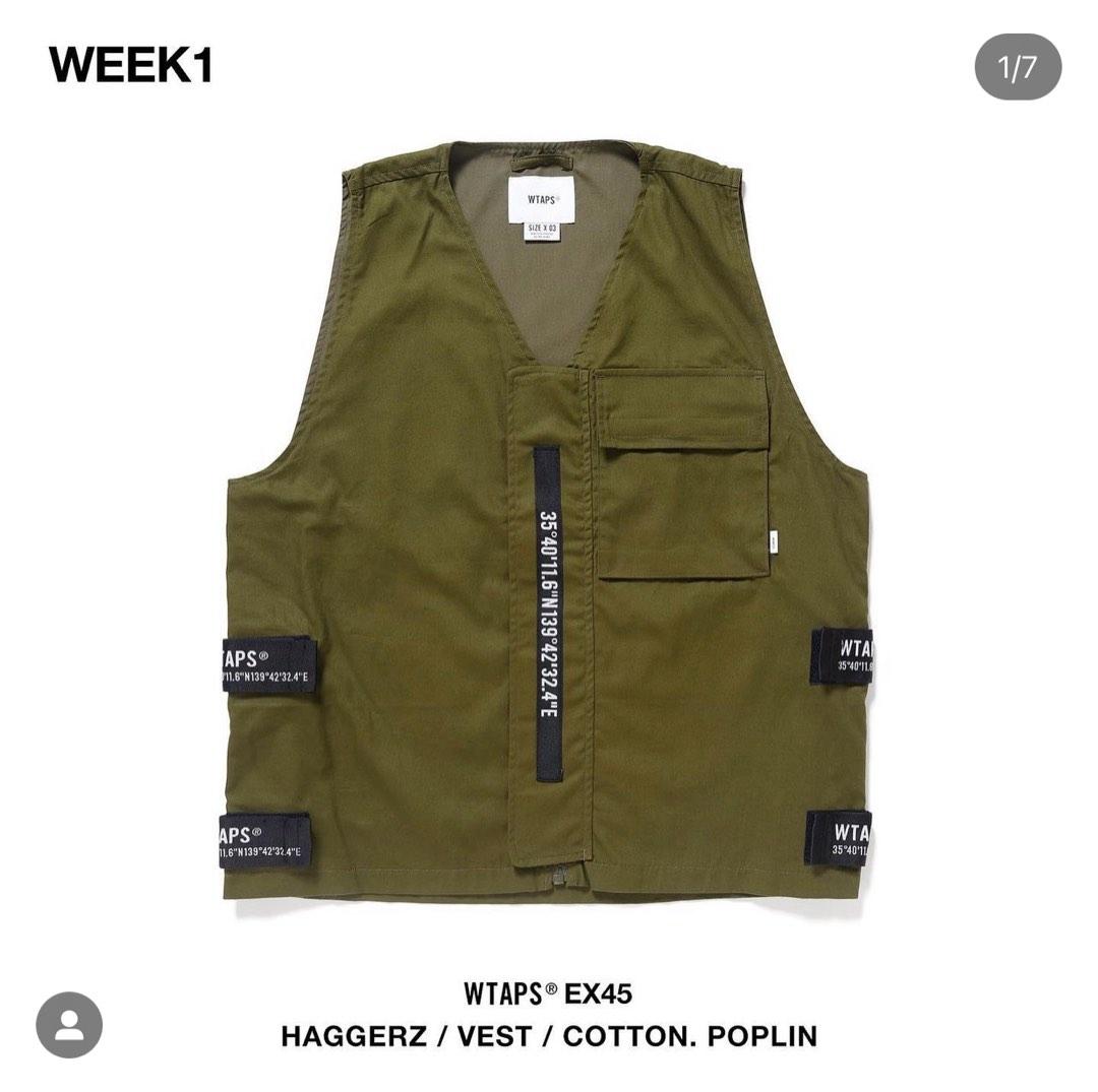 22 aw wtaps haggerz vest cotton poplin olive size L, 男裝, 上身及
