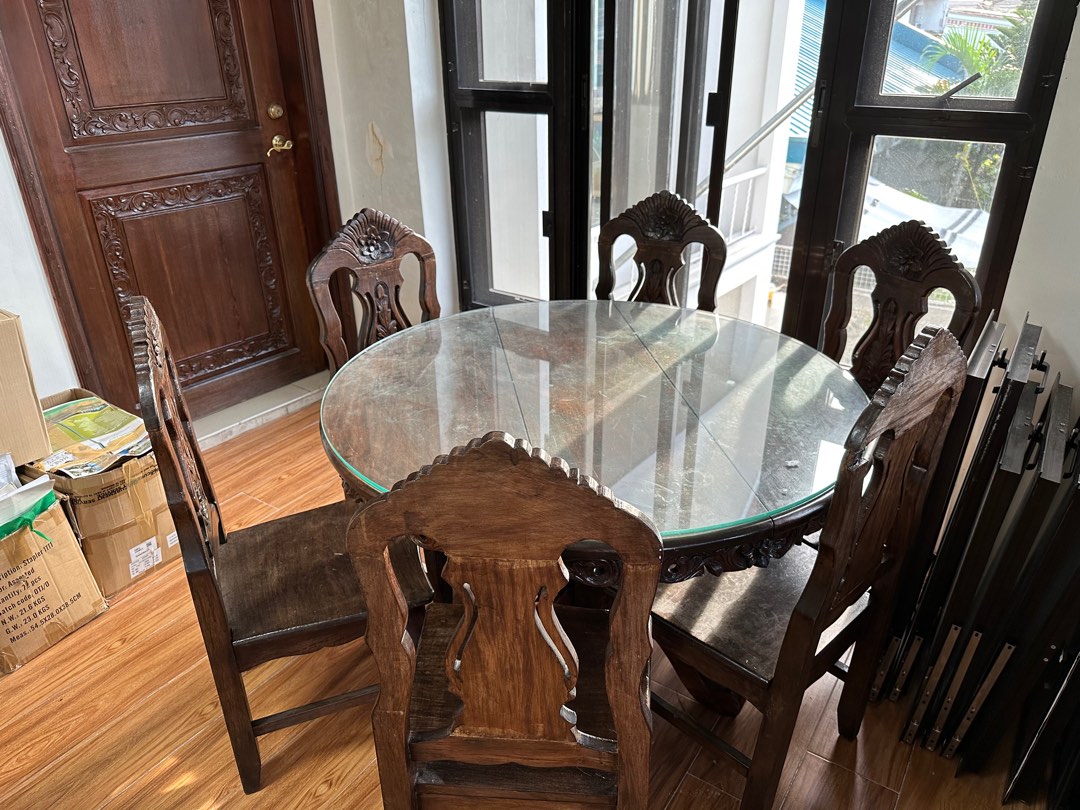 6 Seater Round Dining Table Set Narra Dining Table Set Furniture 