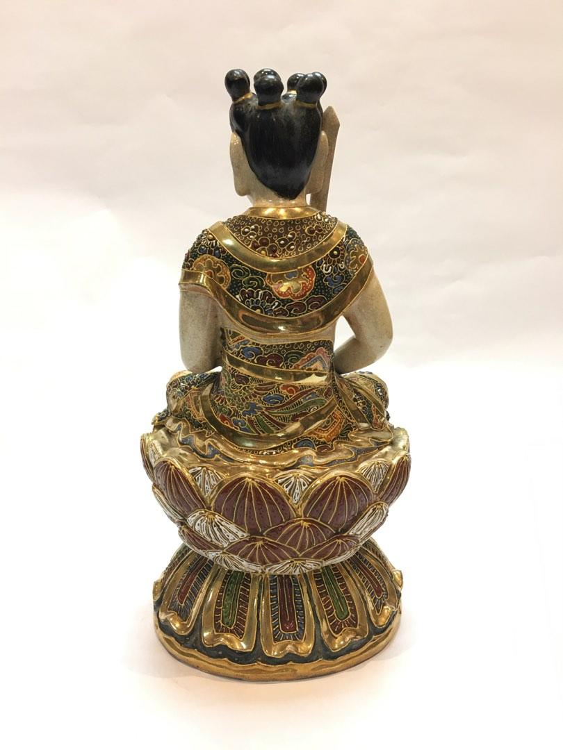 瓷器日本文殊菩萨H 28cm 💰💵💰回收千年老天珠Buy Back Ancient Dzi 