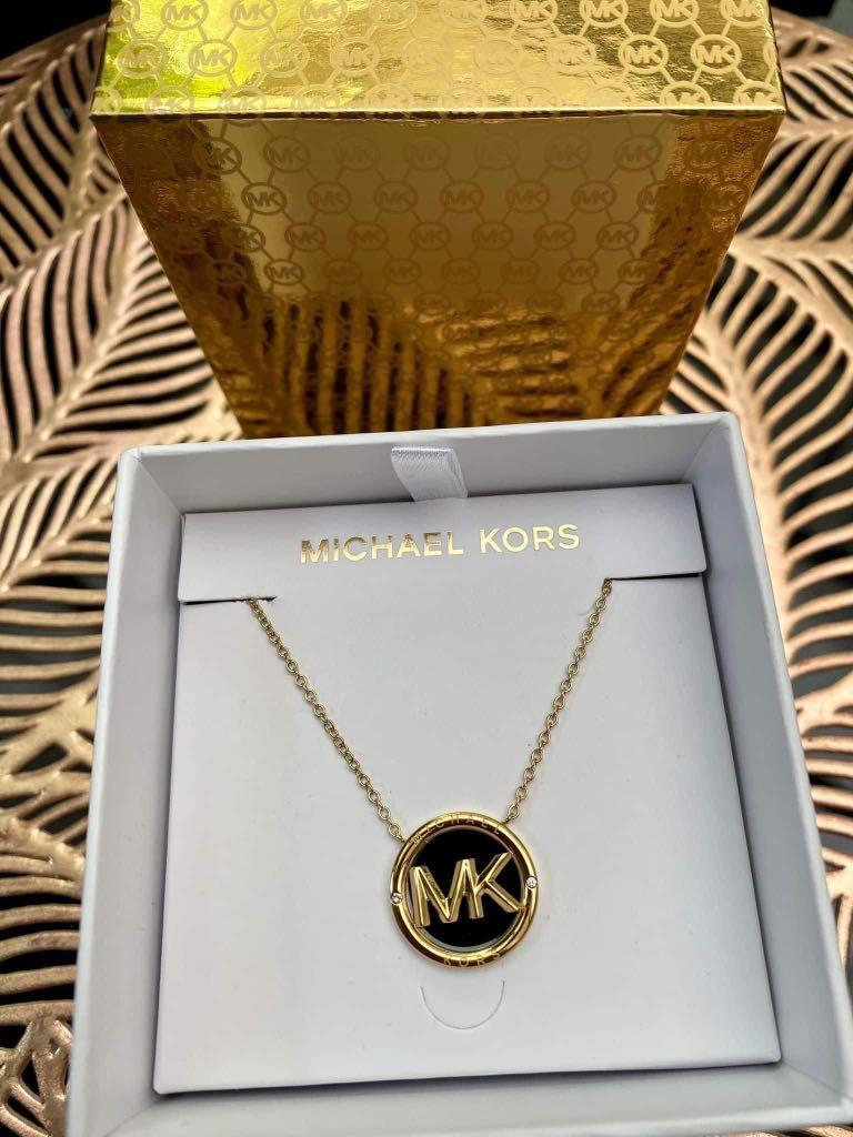 14k Rose Goldplated Sterling Silver Pavé Logo Charm Necklace And Stud  Earrings Set  Michael Kors