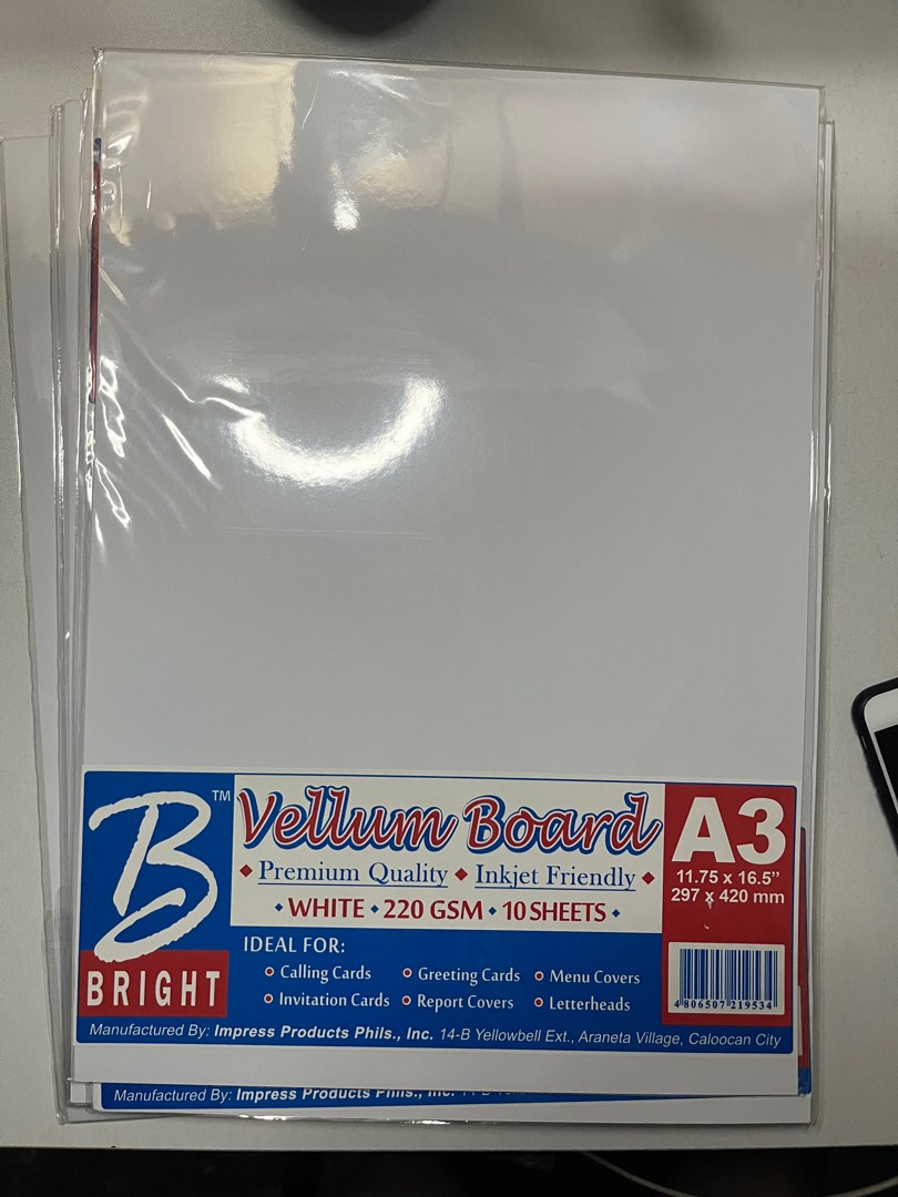 A3 Vellum board 220 gsm, Hobbies & Toys, Stationary & Craft, Stationery